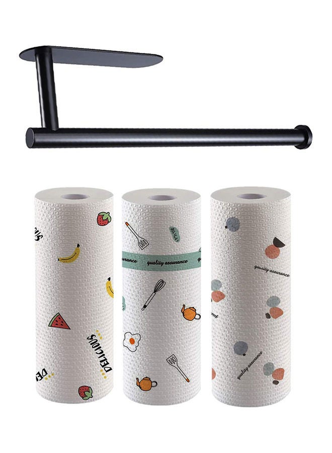 NIBEMINENT 3-Rolls Disposable Cleaning Towel With Wall-Mount Holder Multicolour 25x18x18cm - Image 1