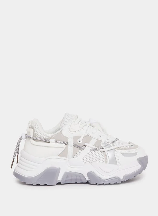 Styli Mesh Upper Double Lace Chunky Sneakers