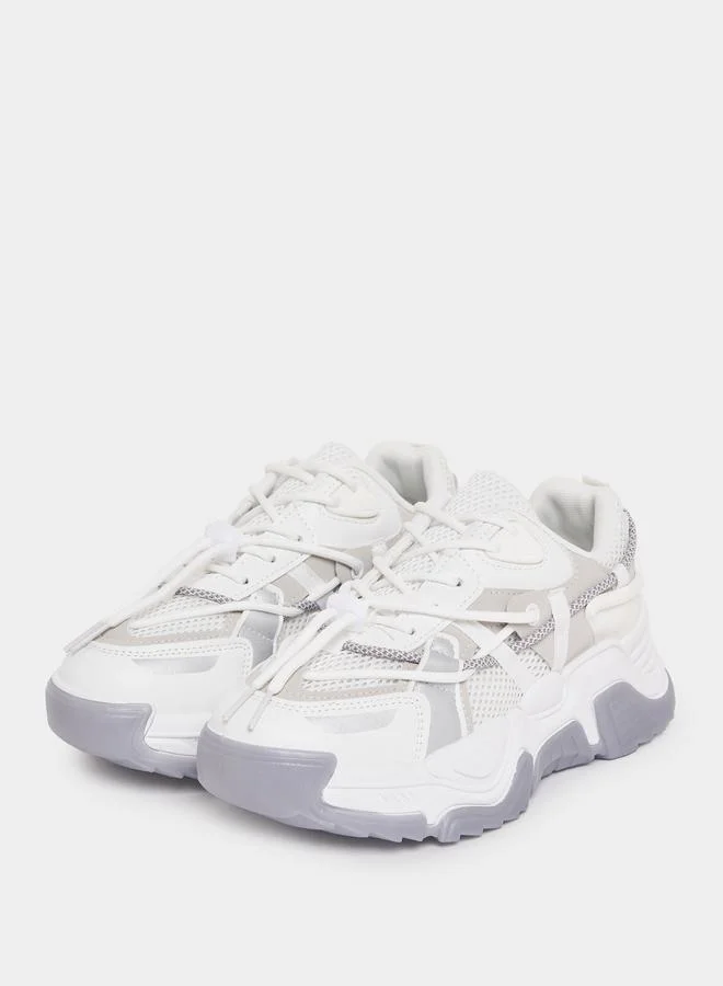 Styli Mesh Upper Double Lace Chunky Sneakers