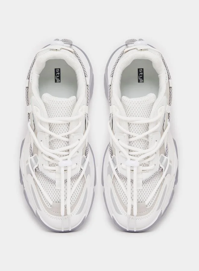 Styli Mesh Upper Double Lace Chunky Sneakers
