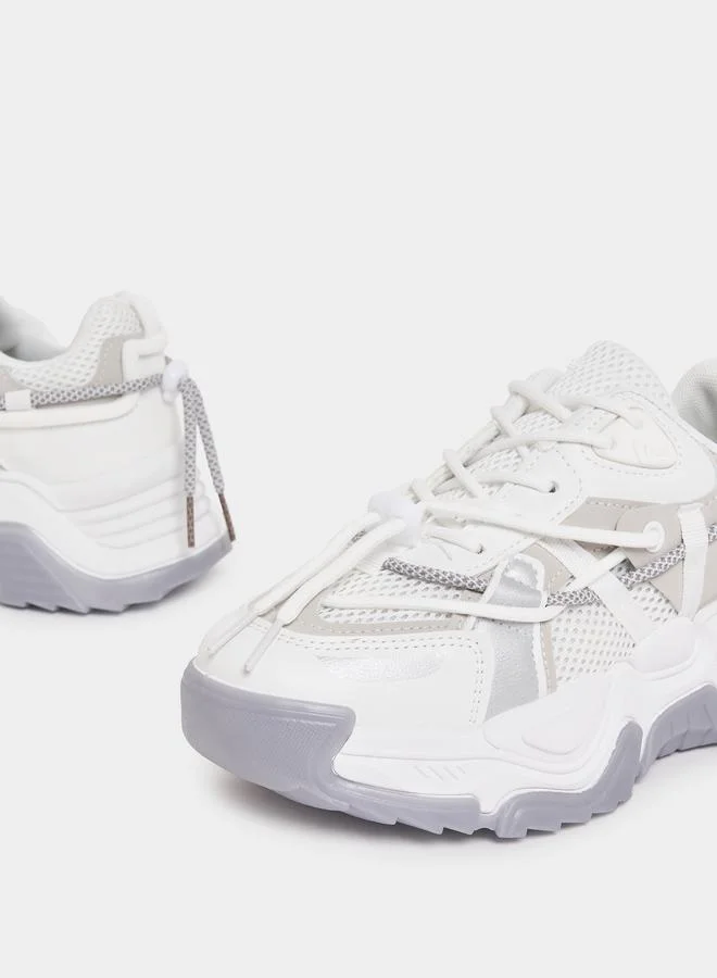 Styli Mesh Upper Double Lace Chunky Sneakers