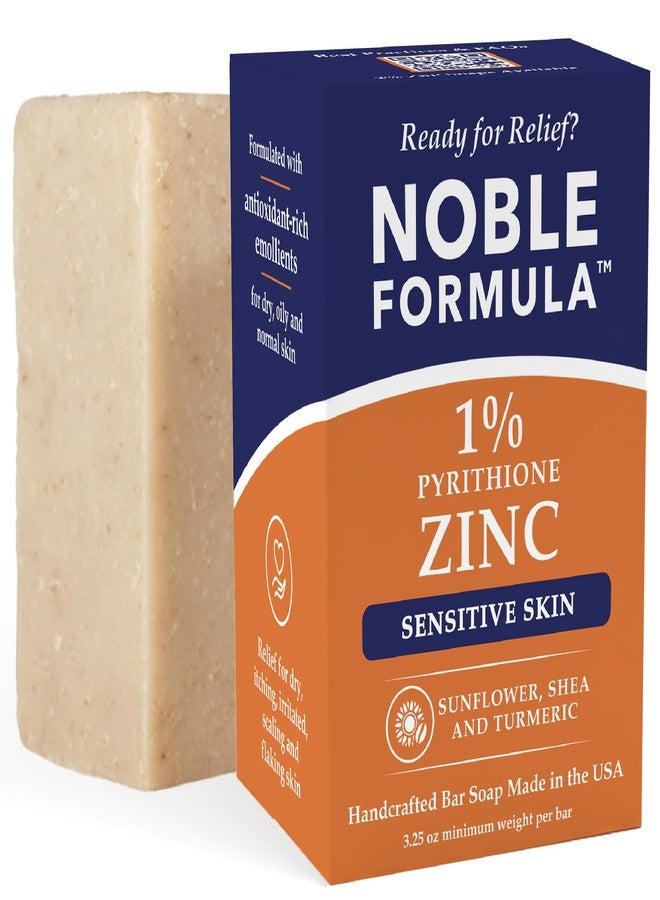 Noble Formula 1% Pyrithione Zinc Soap Bar with Sunflower Oil, Shea Butter & Turmeric – Face, Body & Scalp Gentle Cleansing Bar for Uneven Tone & Sensitive Skin – Vegan, Handmade in the USA, 3.25 oz - Image 1