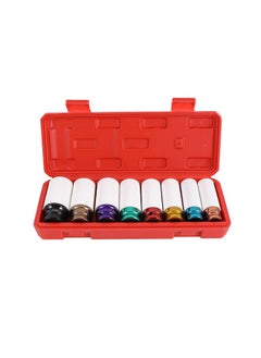 LAWAZIM Lug Nut Socket Set -8 Piece- CR-MO Steel, Metric Sizes 15-27mm, Double-Sided, Plum-Shaped Thread Design, Hex Nut Extractor, Rusted & Damaged Lug Remover, Locking Lug Tool with Storage Case  - Image 1