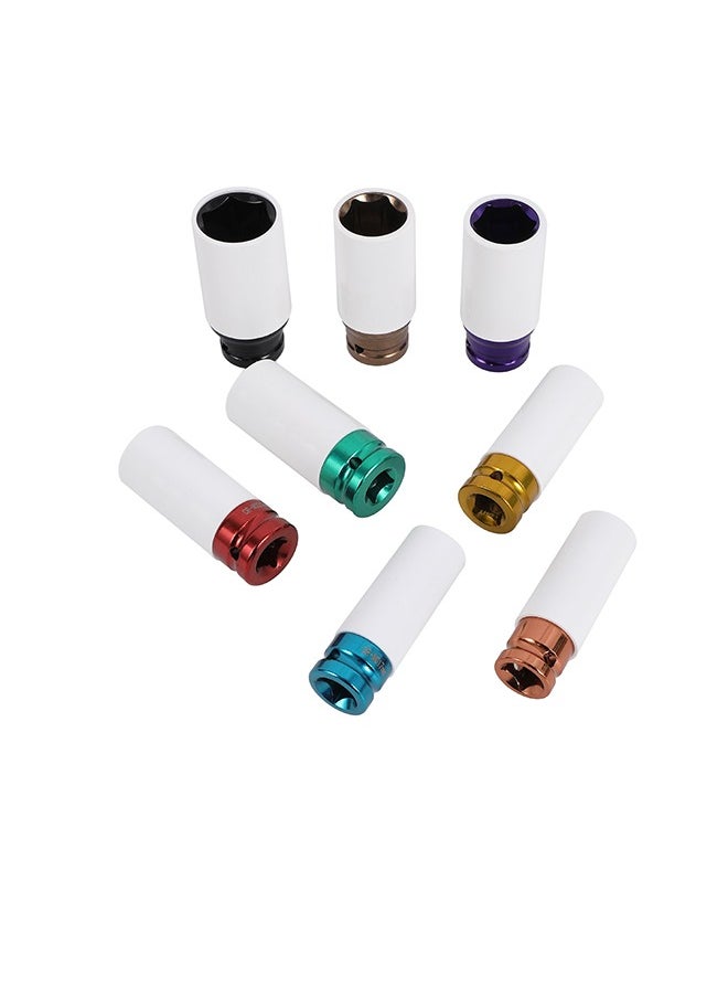 LAWAZIM - Lug Nut Socket Set -8 Piece- CR-MO Steel, Metric Sizes 15-27mm, Double-Sided, Plum-Shaped Thread Design, Hex Nut Extractor, Rusted & Damaged Lug Remover, Locking Lug Tool with Storage Case - Image 1