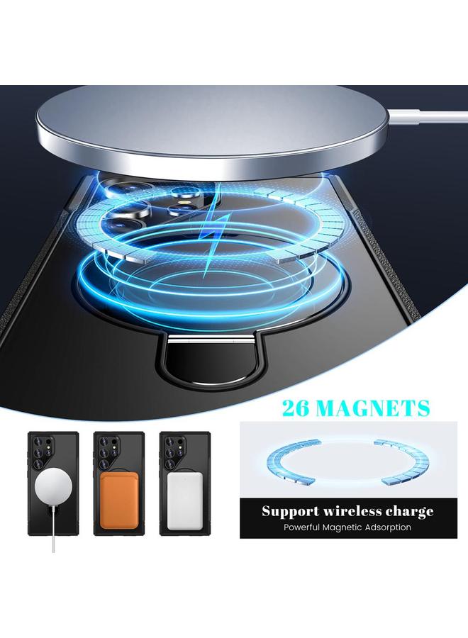 S-TOP Case For Samsung Galaxy S24 Ultra 5G Skin Feel Magnetic Holder MagSafe Phone Case - Image 4
