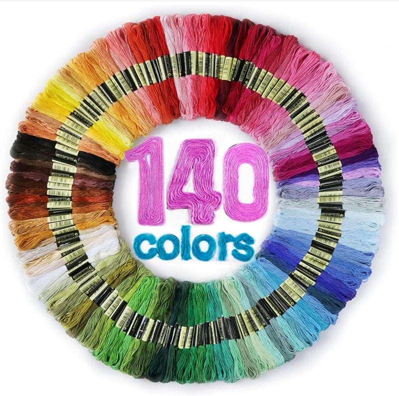 LOVIMAG Embroidery Thread Floss 140 Colors Skeins Friendship Bracelet String Making Bracelets Cross Stitch Kit Supplies Thin Yarn Sewing Patterns Cotton Strings Crochet Braces Wrap Rainbow Crafts - Image 1