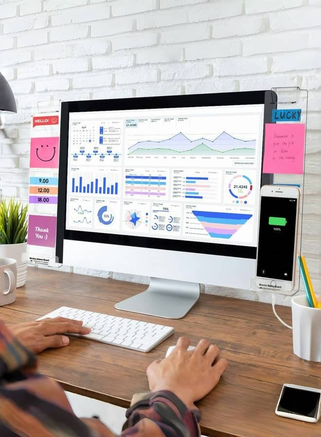 2pcs Computer Monitor Memo Board, Office Desk Accessories, Computer Message Board, Office Supplies for Women Men,Computer Sticky Note Holder Home Office Accessories Office Desktop Message Office Decor - Image 4