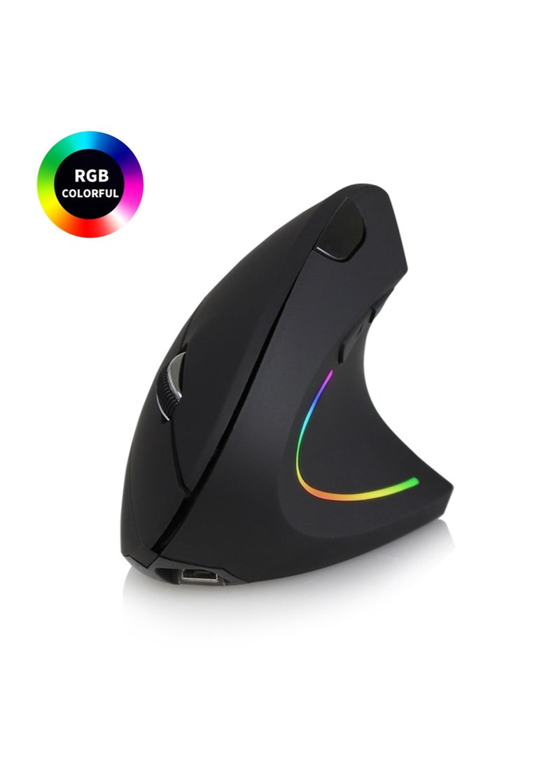 Ergonomic Wireless Vertical Mouse with RGB Lighting, Comfort Wireless Mouse with Dual Mode (BT/2.4G), Silent Clicks & Type-C Charging - Image 1