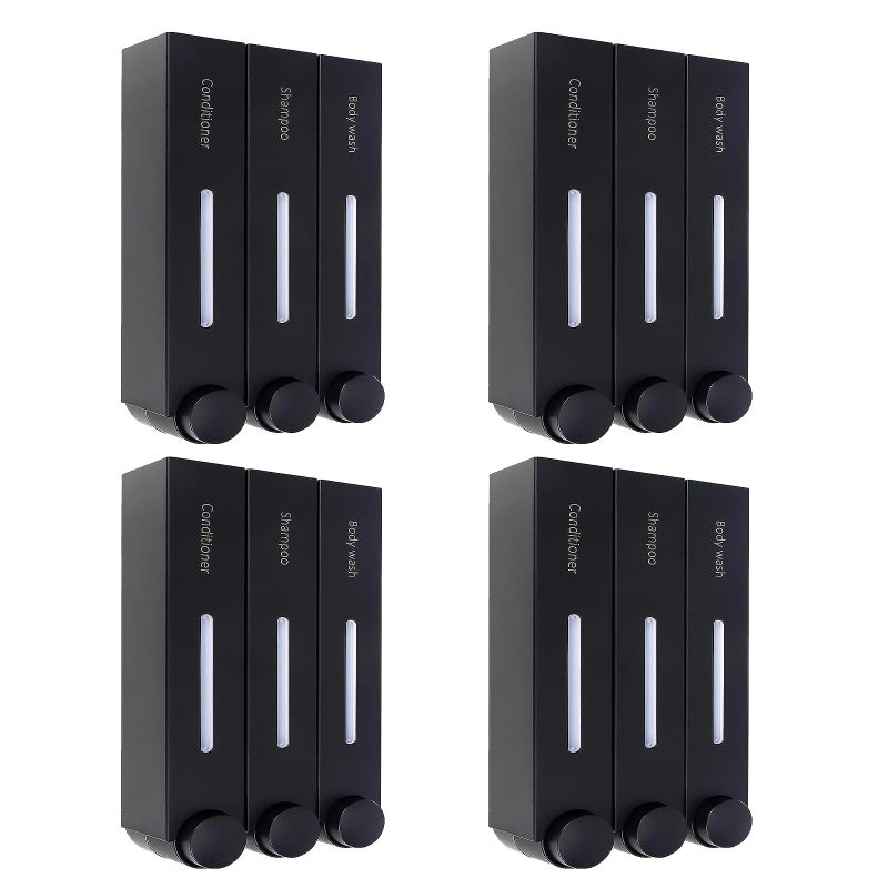 Gabrella 3 Chamber 3x420ml Shower Soap Dispenser, Shampoo Conditioner Dispenser, Shower Gel Container Shower Pump Dispenser and Organizer for Bathroom Kitchen Hotel, Non-drilled Wall Distributor (1) - Image 1