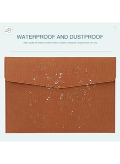 X spring Pu Leather A4 File Folders Waterproof Portfolio Binder With Magnetic Snap Closure A4 Filing Envelope Portfolio Case Thin Travel File Storage Folder For Home School Office Brown  - Image 3