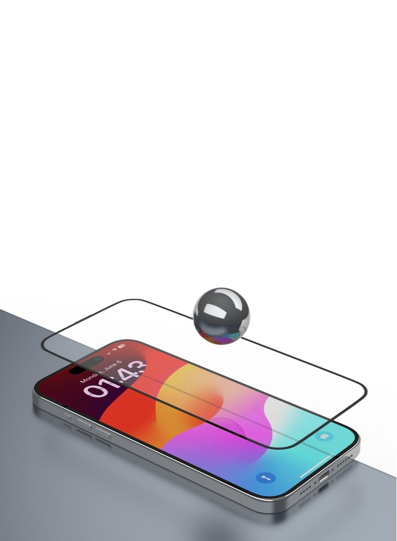 devia Star Series Full Screen Entire View Tempered Glass for iPhone 15 Plus - Black - Image 2