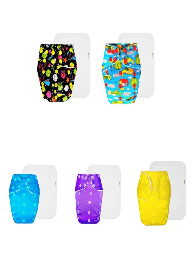 Dumbledo Premium Cloth Diaper with Cotton Insert (Pack of 5) | Soft & Gentle | Reusable & Washable | Travel Friendly | Worry-Free Diapering | 3 Months - 3 Years | Unisex Baby - Image 1