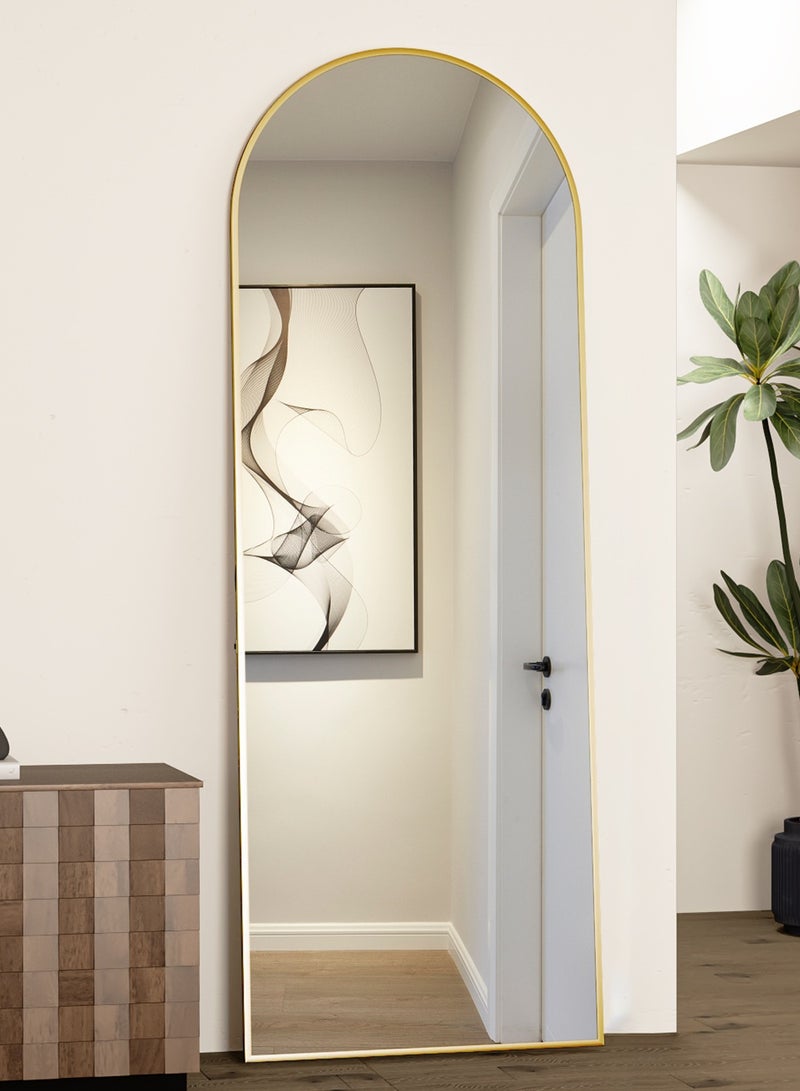 CASSILANDO Full Length Mirror, 162x53cm Arch Mirror Floor Mirror with Stand, Gold Arched Full Body Standing or Leaning Mirror for Bedroom, Living Room - Image 2
