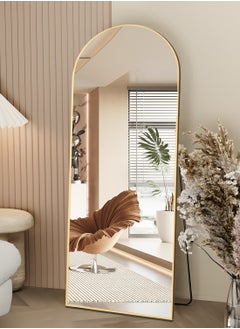 Generic Full Length Mirror, 162x53cm Arch Mirror Floor Mirror with Stand, Gold Arched Full Body Standing or Leaning Mirror for Bedroom, Living Room  - Image 1