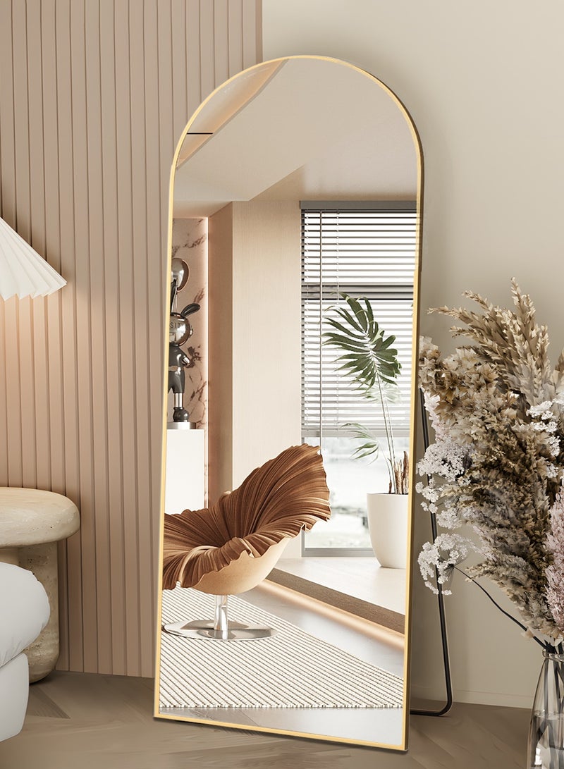 CASSILANDO Full Length Mirror, 162x53cm Arch Mirror Floor Mirror with Stand, Gold Arched Full Body Standing or Leaning Mirror for Bedroom, Living Room - Image 1