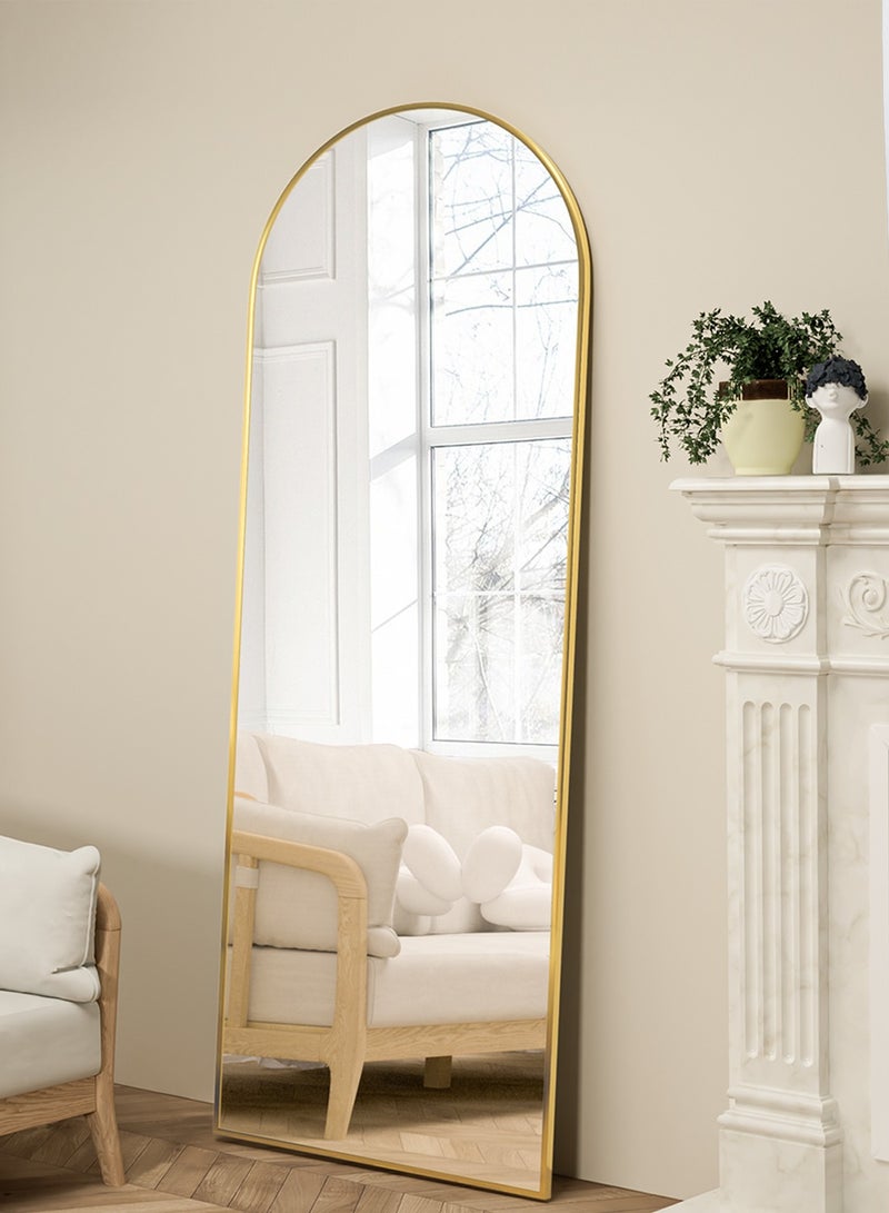 CASSILANDO Full Length Mirror, 162x53cm Arch Mirror Floor Mirror with Stand, Gold Arched Full Body Standing or Leaning Mirror for Bedroom, Living Room - Image 3