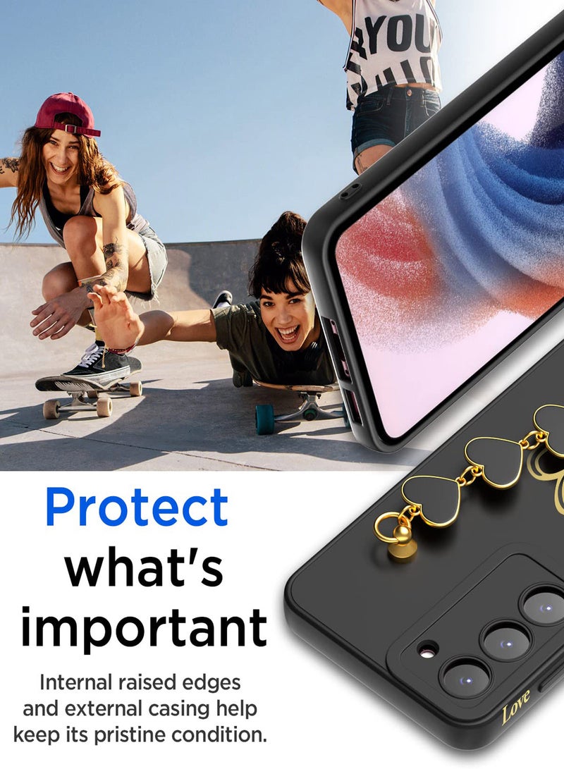 SYOSI For Samsung Galaxy S23 Heart Case with Full Camera Lens Protection & Hand Strip Loop Silicone Side Soft Slim Shockproof Protective Cover for Samsung S23 2023 All-inclusive Bronzing Case  - Image 4