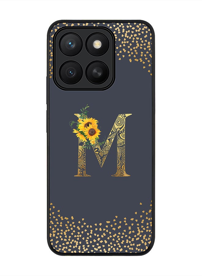 Stylizedd For Honor X8c Case,Slim fit Camera Protection, Shockproof Thin Phone cover  - Custom Floral Monogram - M  (Grey )