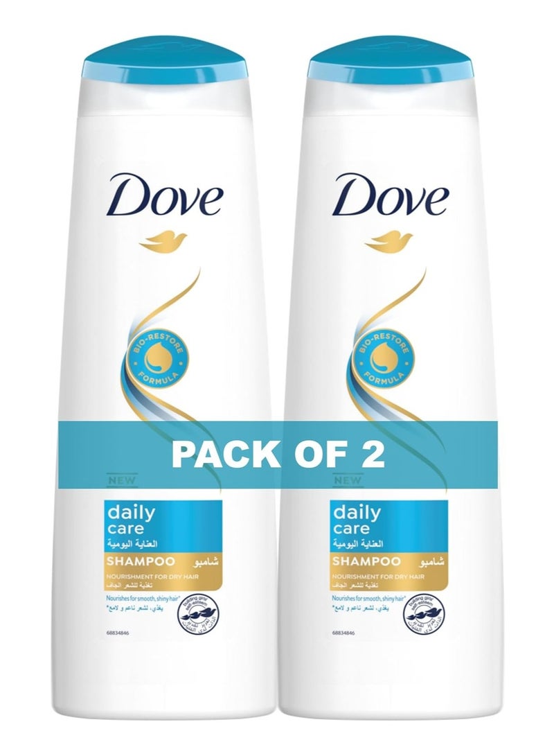 دوف شامبو دوف للشعر الجاف، العناية اليومية، تغذية الشعر للحصول على شعر أكثر نعومة بنسبة تصل إلى 100%، 2 × 350 مل