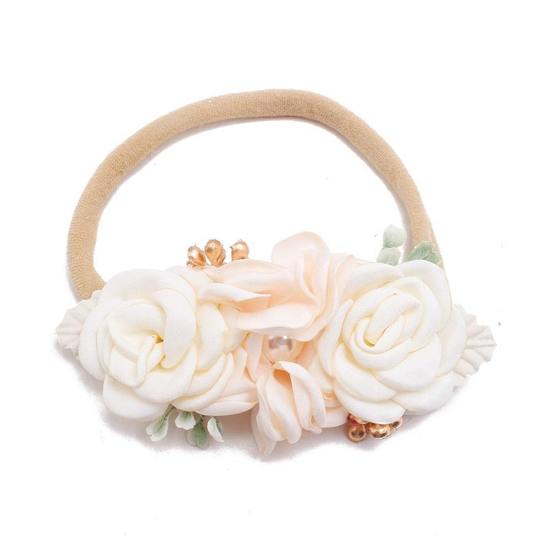 mligril Baby Girl Nylon Headbands Flower Hair Bows Accessories-Elastic Hair Band Crown Handmade FLoral Wraps Birthday Gifts for Girls Newborn Infant Toddler 3Pcs - Image 5
