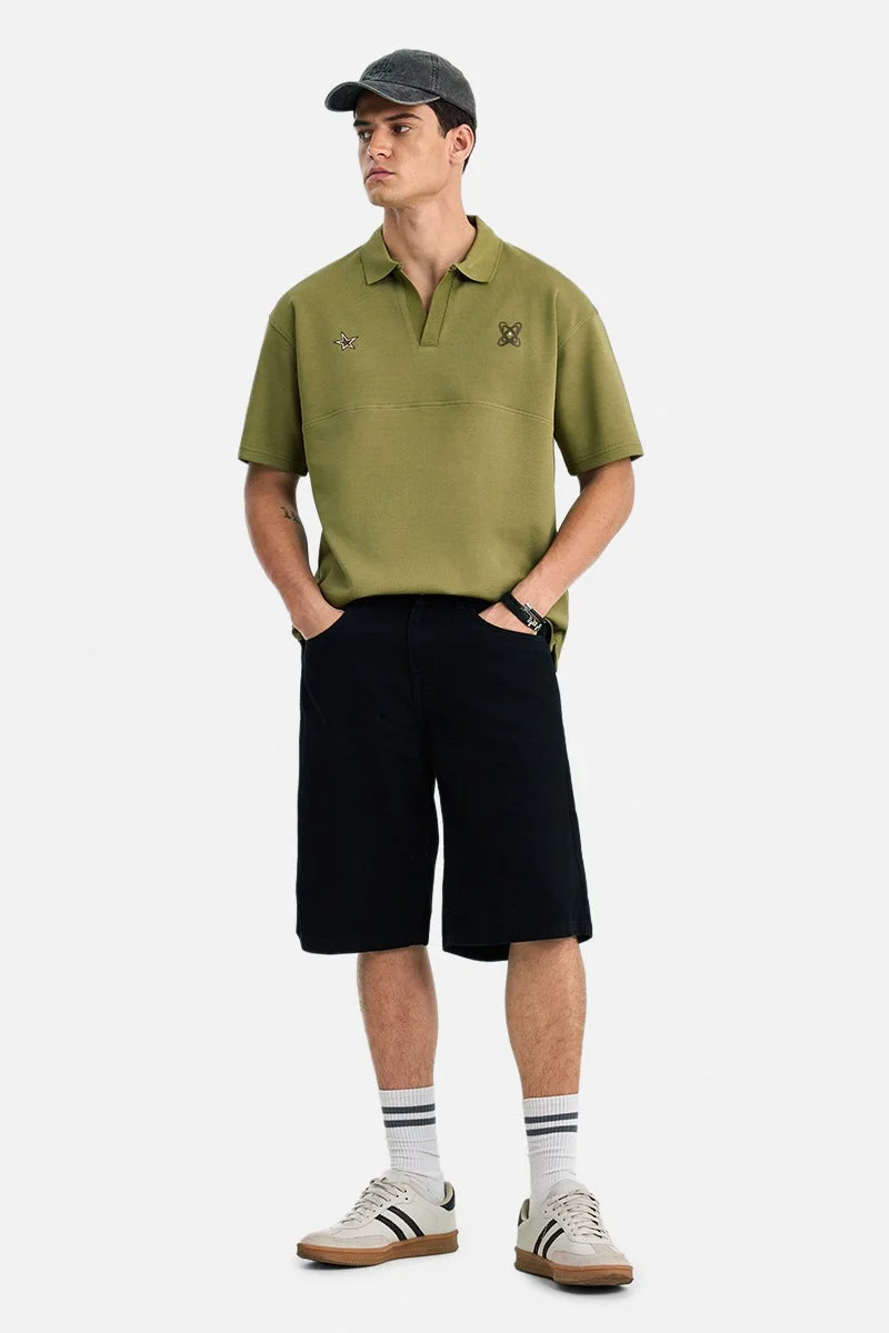 SNITCH Green Graphic Half Sleeve Oversized Streetwear T-Shirt