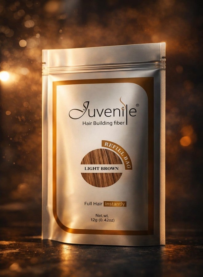 جوفينايل عبوة إعادة تعبئة ألياف بناء الشعر للأطفال 12 غرام، بني فاتح - مُكثّف شعر فوري للرجال والنساء | ألياف الكيراتين الطبيعية لإخفاء ترقق الشعر وفراغات الشعر - Image 4
