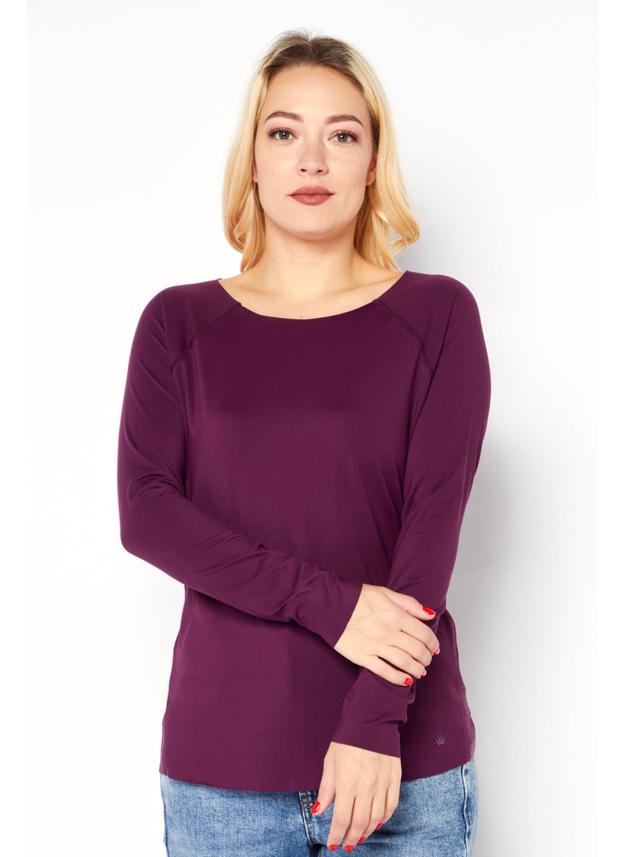 TRIUMPH Women Sportswear Fit Long Sleeve Training Top, Purple  - Image 1