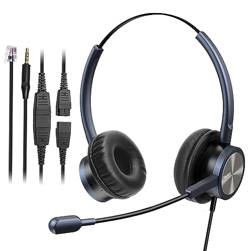 MAIRDI Telephone Headset with RJ9 Jack & 3.5mm Connectors for Call Center Office Deskphone Cell Phone PC Laptop, Landline Phone Headset with Microphone Noise Canceling for Polycom Avaya Nortel - Image 1