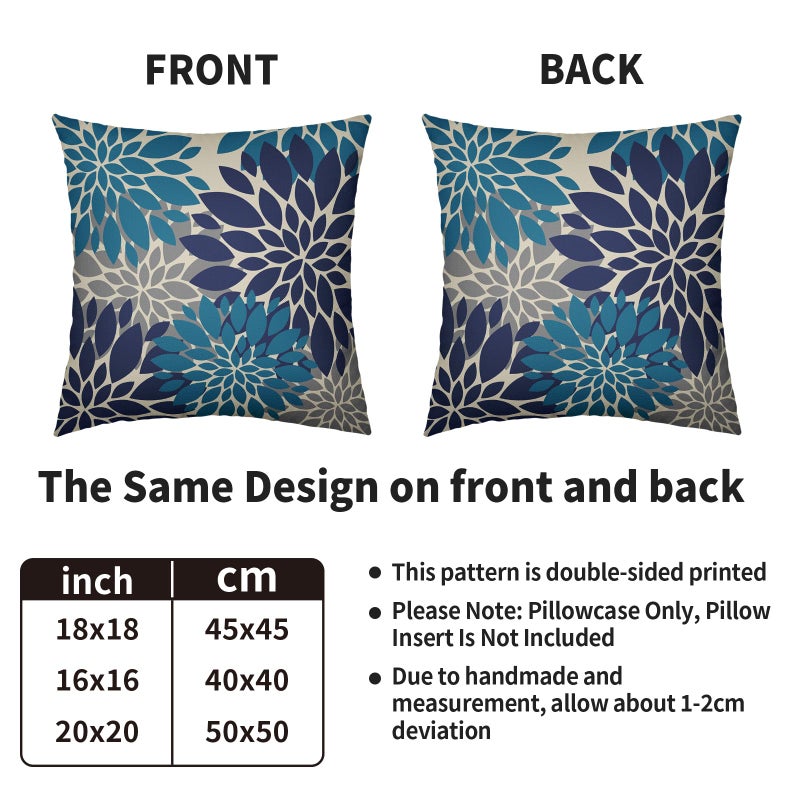 Smozenith Smozenith Navy Blue Grey Gray Pillow Covers 16X16 Inch Set of 2  Summer Modern Geometry Dahlia Floral Print Decorative Throw Pillow Covers Outdoor Farmhouse Cushion Case for Couch Sofa Bed Decor  - Image 4