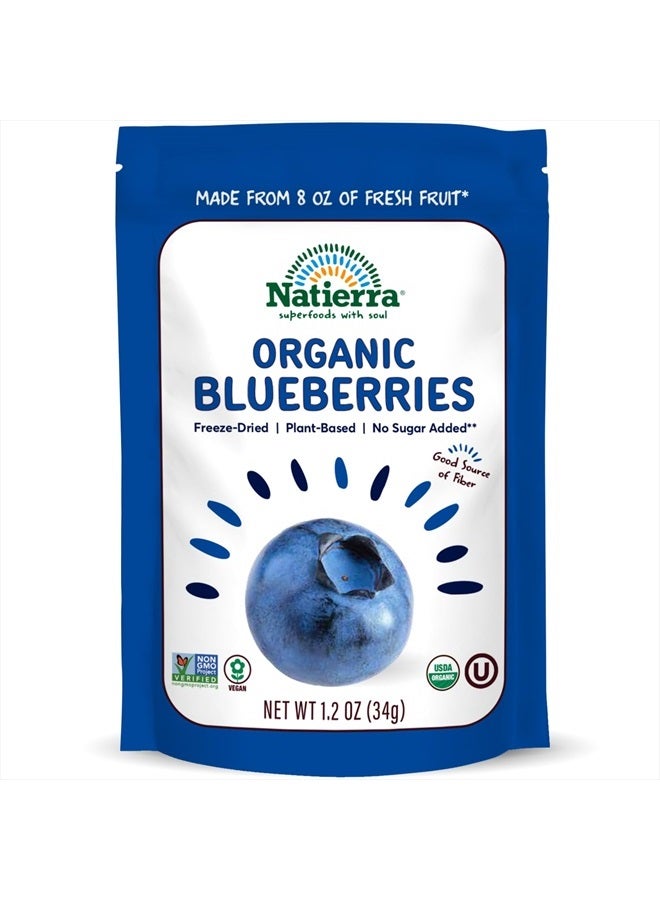 NATIERRA Nature's All Foods Organic Freeze-Dried Blueberries | Non-GMO & Vegan | 1.2 Ounce - Image 1
