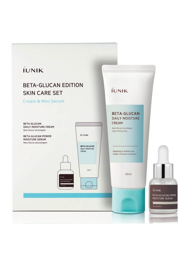 iUNIK Beta-Glucan Edition Skincare Set (Cream 2.02 fl.oz. & Mini Serum 0.51 fl.oz.) - Featuring the Powerful Beta-Glucan to Moisturize, Revitalize, and Reinforce the Skin with EWG-Green Ingredients - Image 1