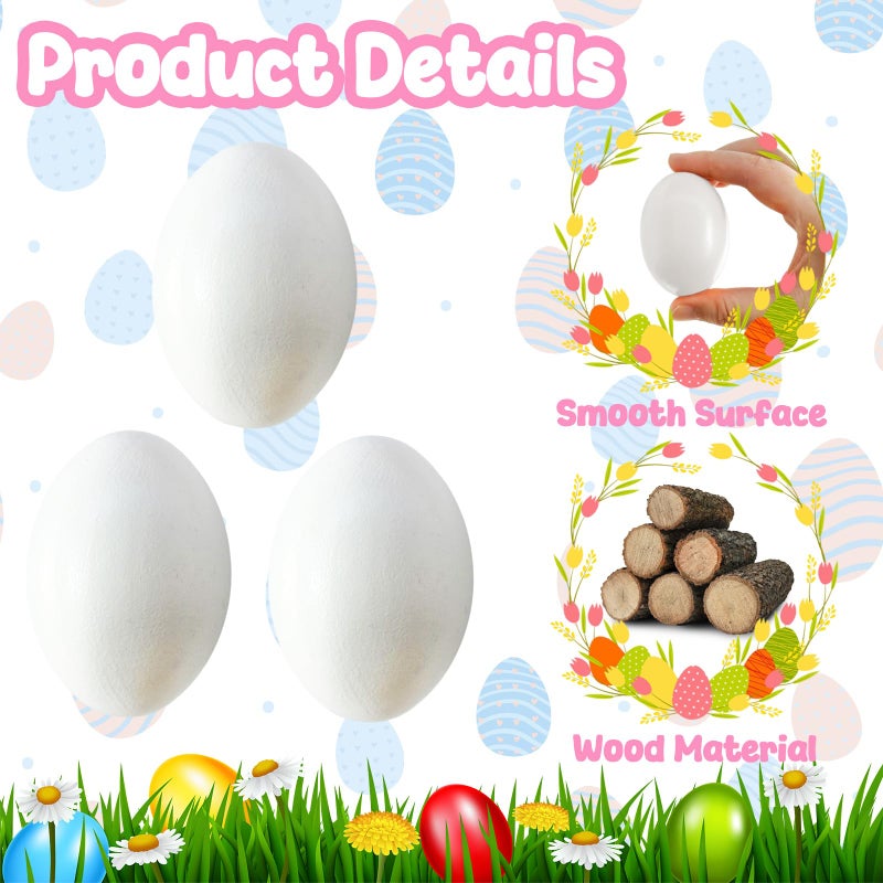 Haawooky 18 PCS Wooden Fake Chicken Eggs,White Wood Nest Egg Faux Egg for Crafts,Nesting Box,Easter,DIY, Help Hens Lay Eggs - Image 3