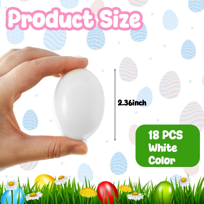 Haawooky 18 PCS Wooden Fake Chicken Eggs,White Wood Nest Egg Faux Egg for Crafts,Nesting Box,Easter,DIY, Help Hens Lay Eggs - Image 2