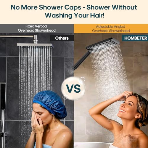 Hombeter Shower Heads with Handheld Spray Combo Matte Black, 10 Inch High Pressure Rain/Rainfall Shower Head, Height Adjustable Dual 2 in 1 Shower Head System with Stainless Steel Hose - Image 5