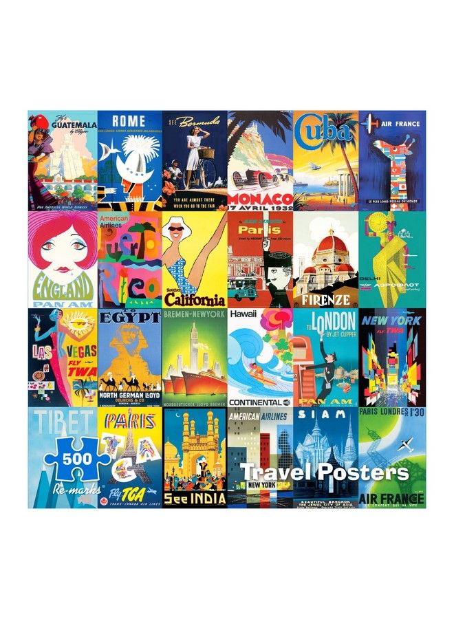 Re-Marks Travel Posters Poster Puzzle 500 Piece Jigsaw Puzzle For All Ages - Image 2