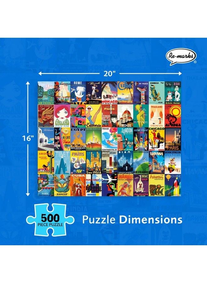 Re-Marks Travel Posters Poster Puzzle 500 Piece Jigsaw Puzzle For All Ages - Image 4