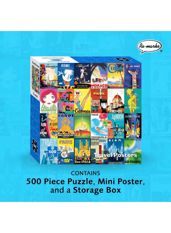 Re-Marks Travel Posters Poster Puzzle 500 Piece Jigsaw Puzzle For All Ages - Image 3