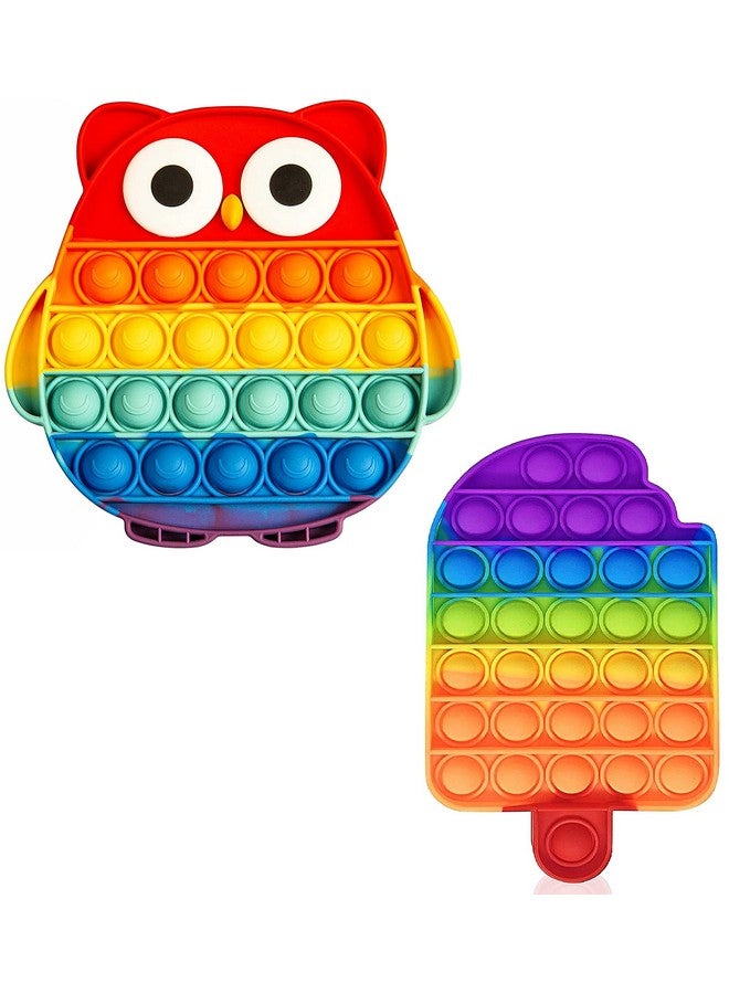 FunBlast FunBlast Owl & Ice-Cream Pop It Fidget Toy, Autism Special Needs Silicone Stress Reliever, Squeeze Sensory Toy - Pack of 2  - Image 1