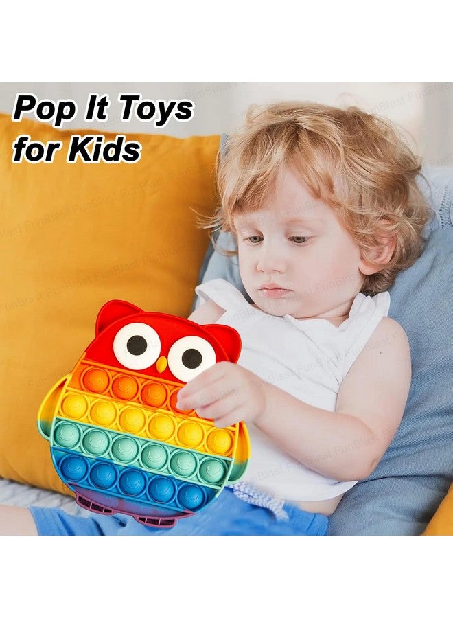 FunBlast FunBlast Owl & Ice-Cream Pop It Fidget Toy, Autism Special Needs Silicone Stress Reliever, Squeeze Sensory Toy - Pack of 2  - Image 2