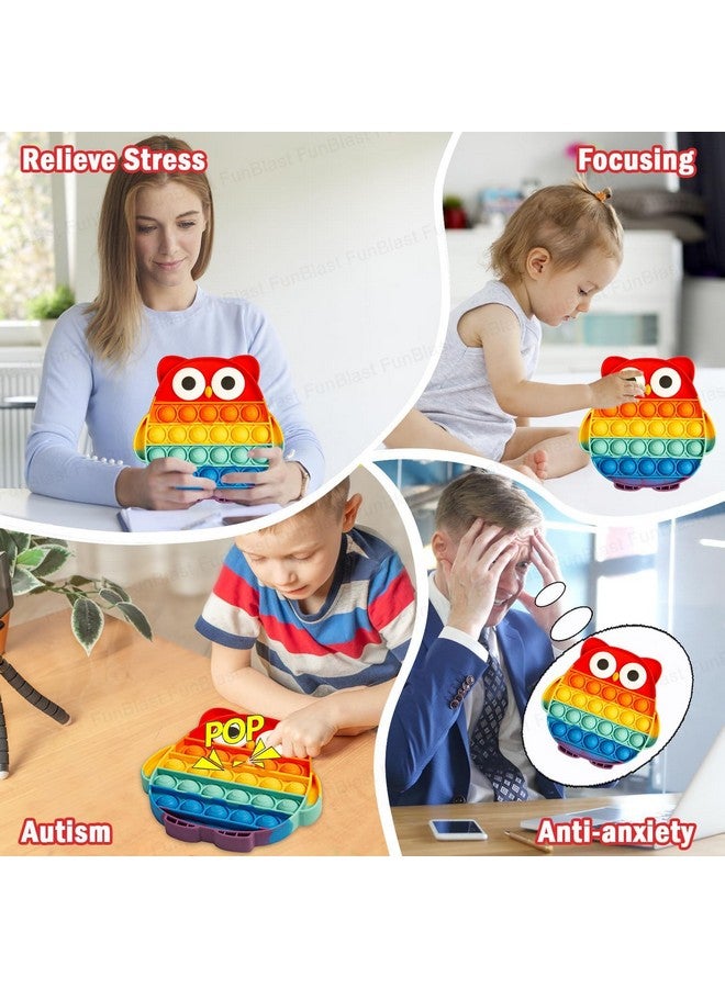 FunBlast FunBlast Owl & Ice-Cream Pop It Fidget Toy, Autism Special Needs Silicone Stress Reliever, Squeeze Sensory Toy - Pack of 2  - Image 5