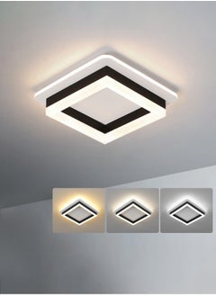 XiuWoo Three-Color Lighting LED Ceiling Light Fixture,20W Modern Flush Mount Ceiling Light with Remote Square LED Hallway Light Fixtures Ceiling Lamp for Bathroom Kitchen Bedroom Living Room Ceiling Lighting  - Image 1