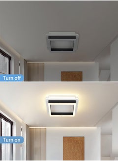 XiuWoo Three-Color Lighting LED Ceiling Light Fixture,20W Modern Flush Mount Ceiling Light with Remote Square LED Hallway Light Fixtures Ceiling Lamp for Bathroom Kitchen Bedroom Living Room Ceiling Lighting  - Image 2
