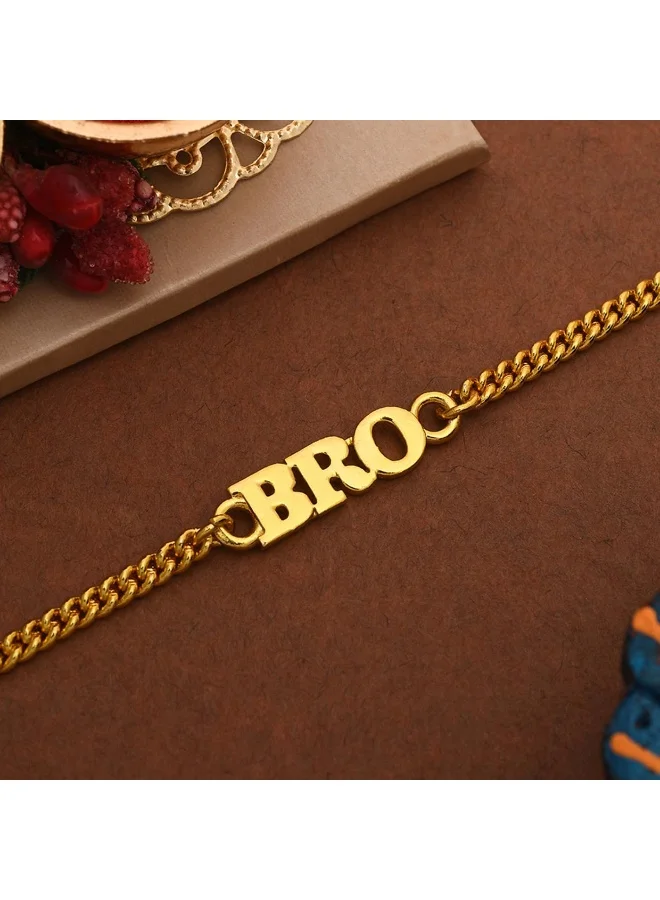 VOYLLA Gold Tone Fashionable Bro Rakhi Bracelet