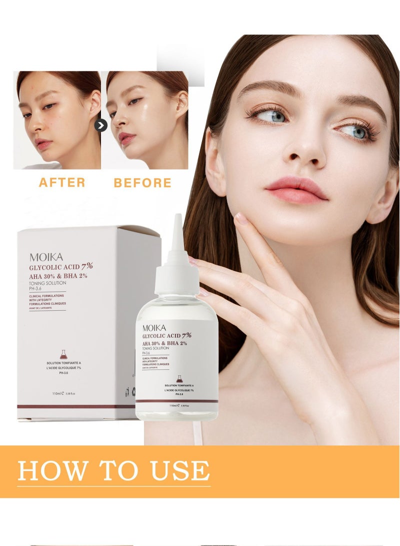 MOIKA Remove Acne, Fade Acne Marks, Repair Skin, Glycolic Acid 7% Toner 110ml - Image 5