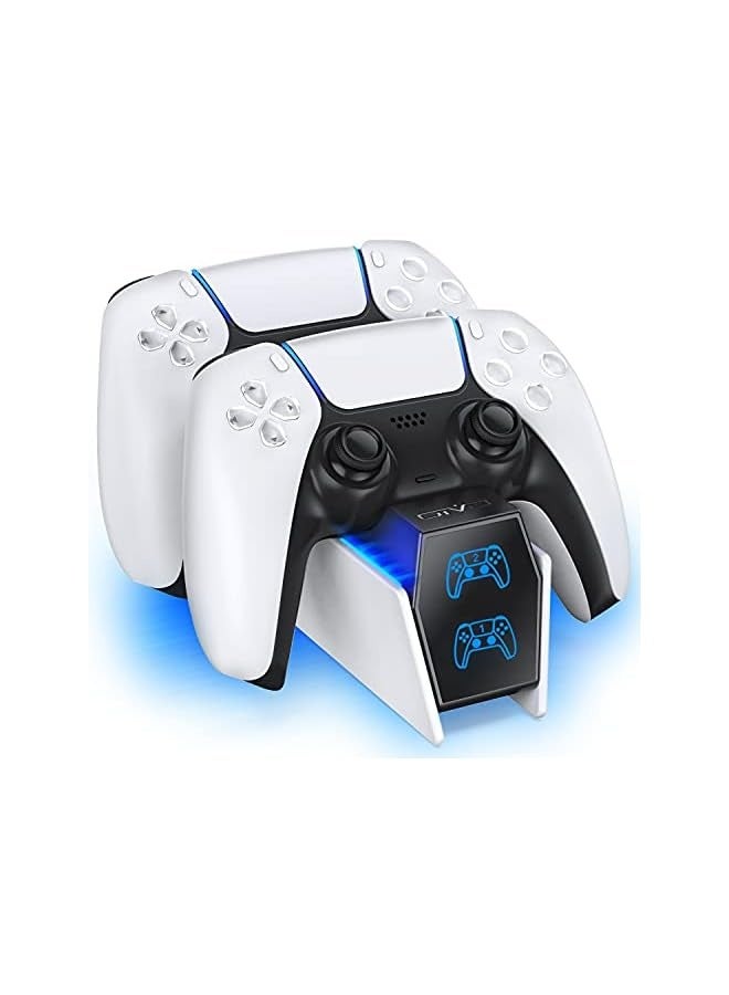 PS5 Charging Station,  2H Fast PS5 Controller Charger for Playstation 5 Dualsense Controller, Upgrade PS5 Charging Dock with 2 Types of Cable, PS5 Charger for Dual PS5 Controller, USB - Image 1