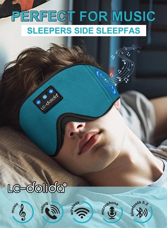 LC-dolida Sleep Mask with Bluetooth Headphones,LC-dolida Sleep Headphones Bluetooth Sleep Mask 3D Sleeping Headphones for Side Sleepers Best Gift and Travel Essential (Blue) - Image 2