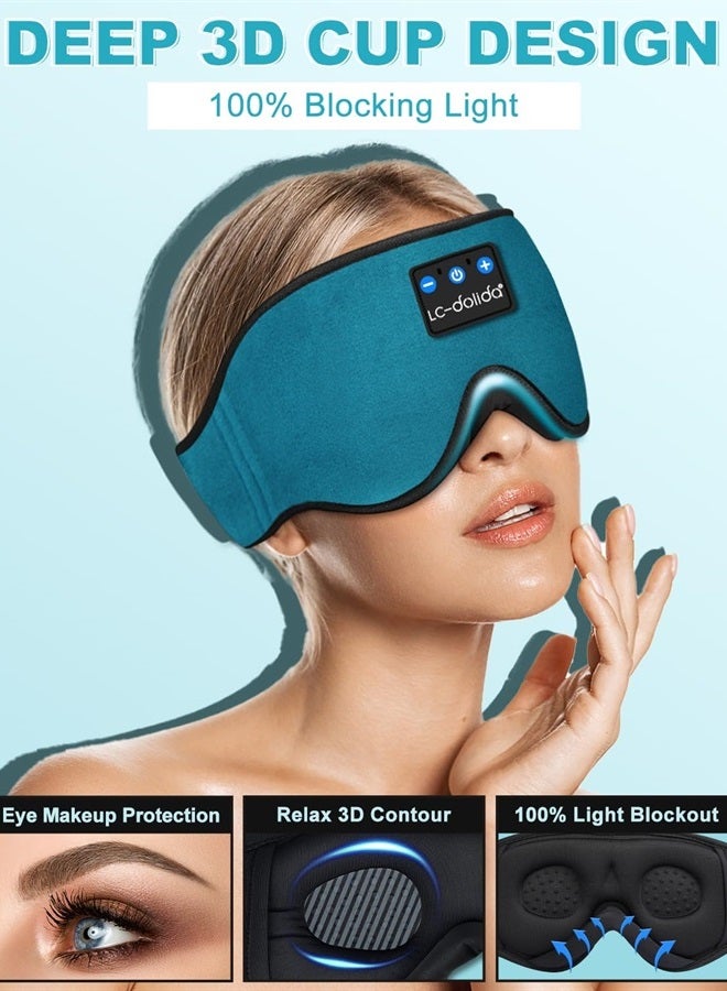 LC-dolida Sleep Mask with Bluetooth Headphones,LC-dolida Sleep Headphones Bluetooth Sleep Mask 3D Sleeping Headphones for Side Sleepers Best Gift and Travel Essential (Blue) - Image 3
