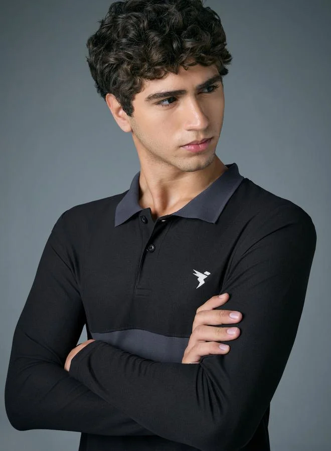 Technosport Technosport Men Slim Fit Contrast Panel Polo