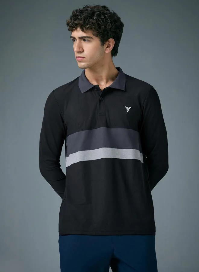 Technosport  Men Slim Fit Contrast Panel Polo for Men | Best Price UAE