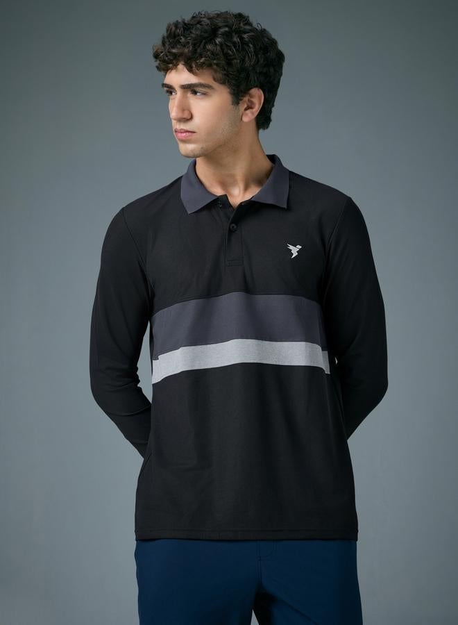 Technosport Men Slim Fit Contrast Panel Polo - Image 3